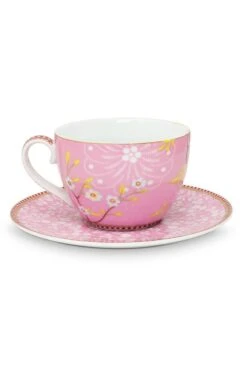 Floral Cappuccino Cup & Saucer Early Bird Pink -Pip studio 0020231 floral cappuccino cup saucer early bird pink 800