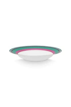 Pip Chique Stripes Deep Plate Pink/Green 23.5cm -Pip studio 51.001.389 02 lr