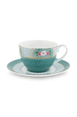 Blushing Birds Cappuccino Cup & Saucer Blue