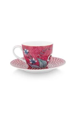 Flower Festival Set/2 Espresso Cups & Saucers Dark Pink 11 Flower Festival Set/2 Espresso Cups & Saucers Dark Pink -Pip studio 51.004.144 2 800x1200