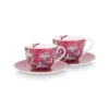 Flower Festival Set/2 Cappuccino Cup & Saucer Dark Pink -Pip studio 51.004.147 1 800x1200