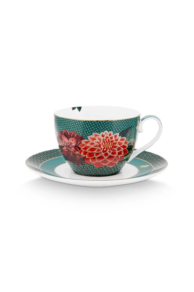Winter Wonderland Cappuccino Cup & Saucer Green 3 Winter Wonderland Cappuccino Cup & Saucer Green