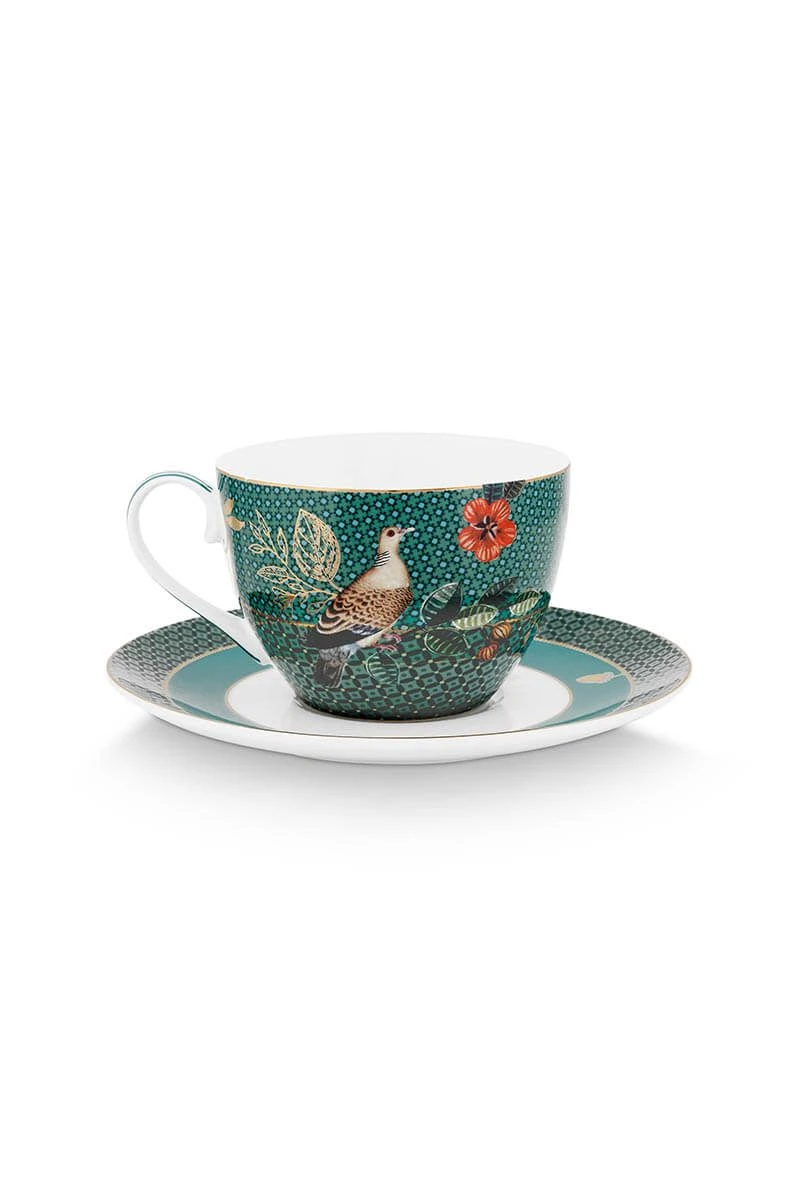 Winter Wonderland Cappuccino Cup & Saucer Green 5 Winter Wonderland Cappuccino Cup & Saucer Green - Image 3