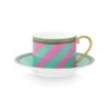 Pip Chique Stripes Cappuccino Cup & Saucer Pink/Green 2 Pip Chique Stripes Cappuccino Cup & Saucer Pink/Green -Pip studio 51.004.161 01 lr