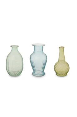 Set/3 Vases Glass Green M