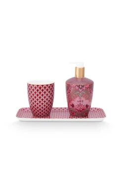 Bathroom Accessories Set/3 Kyoto Festival Dark Pink