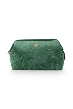 Cosmetic Purse Large Velvet Quiltey Days Green
