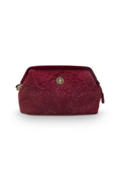 Cosmetic Purse Small Velvet Quiltey Days Red