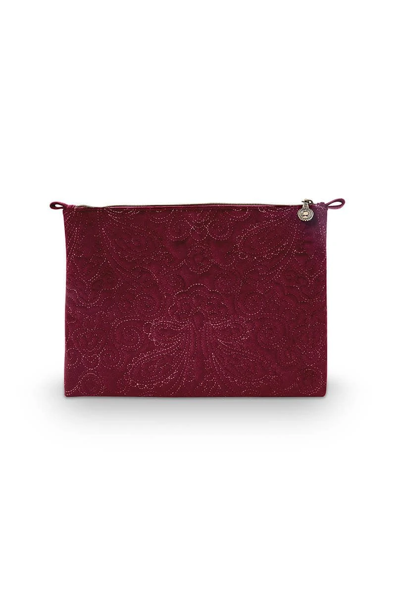 Cosmetic Flat Pouch Large Velvet Quiltey Days Red 5 Cosmetic Flat Pouch Large Velvet Quiltey Days Red - Image 3