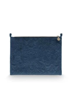 Cosmetic Flat Pouch Large Velvet Quiltey Days Blue -Pip studio 51.274.208 02