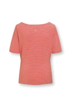 Top Short Sleeve Little Sumo Stripe Coral -Pip studio 51.512.343 348 02