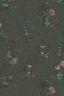 Pip Studio Chinese Porcelain Vinyl Wallpaper Dark Green -Pip studio chinese porcelain dark green emboss lr
