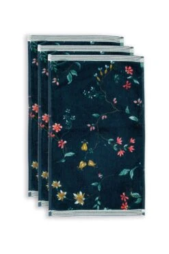 Guesttowel Set/3 Les Fleurs Dark Blue 30x50 Cm
