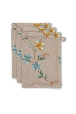 Washcloth Set/3 Les Fleurs Khaki 16x22 Cm