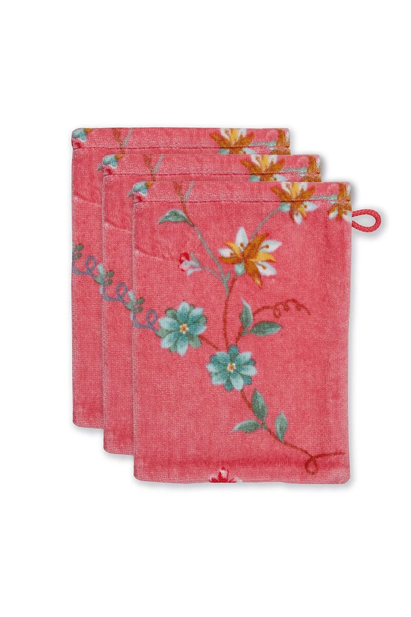 Washcloth Set/3 Les Fleurs Pink 16x22 Cm 3 Washcloth Set/3 Les Fleurs Pink 16x22 Cm