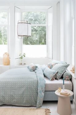 Fitted Sheet Leafy Khaki -Pip studio origami tree lightblue 04 mood 2