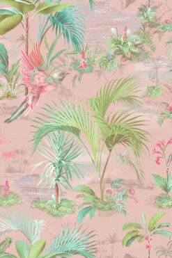 Pip Studio Palm Scene Non-Woven Wallpaper Pink -Pip studio palm scene pink