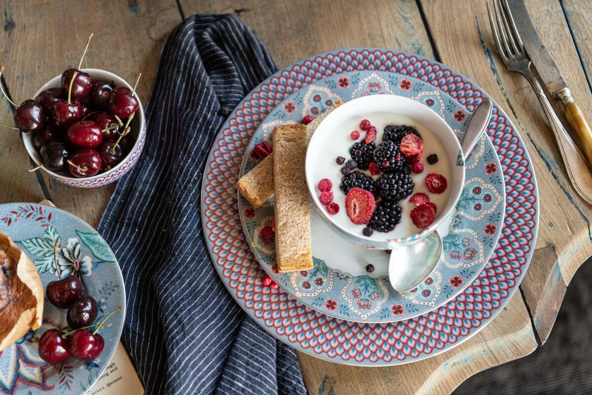 Flower Festival Dinner Plate Red/Light Blue 26.5 Cm 8 Flower Festival Dinner Plate Red/Light Blue 26.5 Cm - Image 6