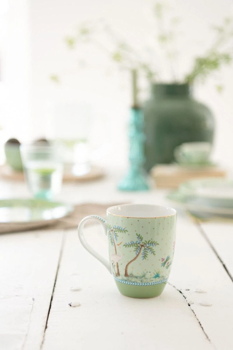 Jolie Set/2 Mugs Large Gold Dots Green 5 Jolie Set/2 Mugs Large Gold Dots Green - Image 3