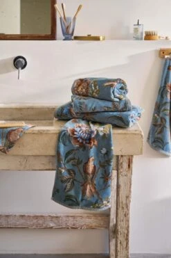 Bath Towel Secret Garden Blue 55x100cm -Pip studio pip badstof4364 bew lr 1 1