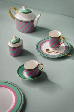 Pip Chique Stripes Sugar Bowl Pink/Green -Pip studio pip studio chique fw2023 tableware stripes 07 lr 1 1