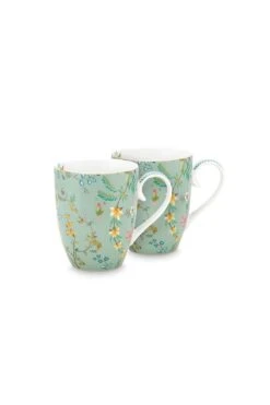 Jolie Set/2 Mugs Large Flowers Blue