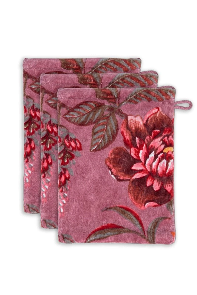 Washcloth Set/3 Secret Garden Mauve 16x22cm 3 Washcloth Set/3 Secret Garden Mauve 16x22cm