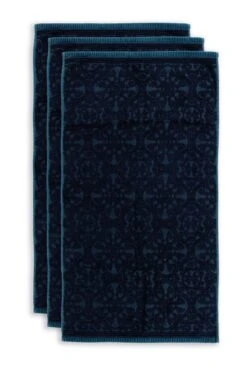 Bath Towel Set/3 Tile De Pip Dark Blue 55x100 Cm