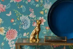Pip Studio Good Evening Vinyl Wallpaper Petrol -Pip studio wallpaper non woven vinyl flowers petrol pip studio good evening